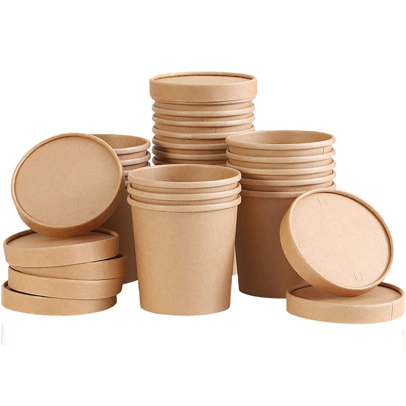 8oz-32oz kraft paper soup cup bowl مع أغطية