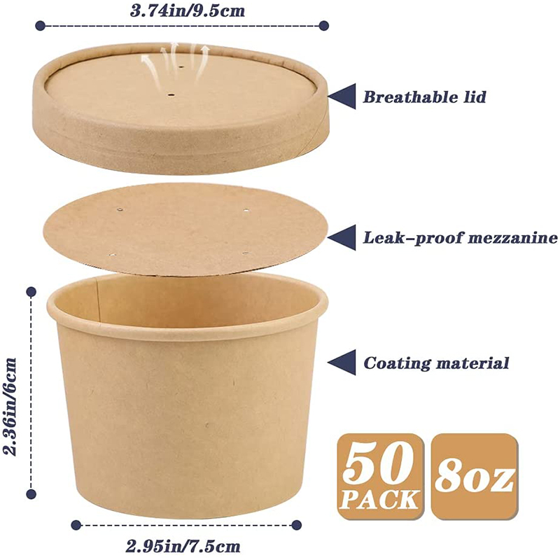 8oz-32oz kraft paper soup cup bowl مع أغطية