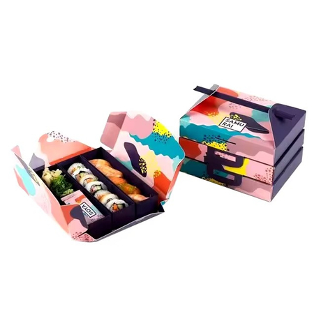 من الورق المقوى الأبيض المتاح مع نافذة Paperbox Takeaway مربع ورق السوشي للطعام