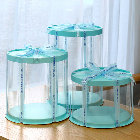 صناديق كعكة التغليف بالجملة بالجملة في الجزء الأكبر من الحيوانات الأليفة PVC PVC Food Flower Party Gift Rquared Buiding Product مع صندوق طباعة